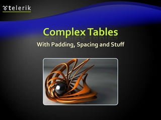 Complex Tables
With Padding, Spacing and Stuff

 
