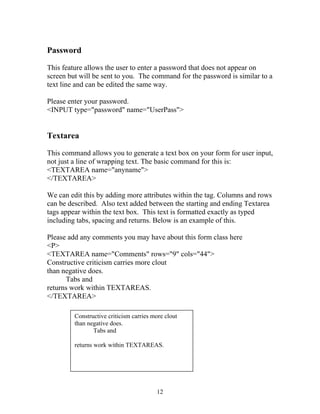 Html advanced-reference-guide for creating web forms | PDF