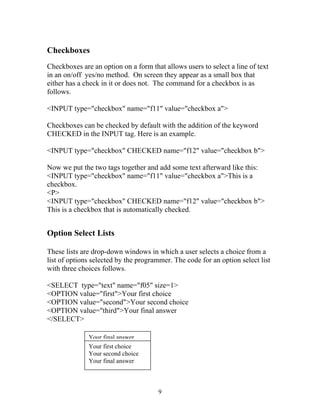 Html advanced-reference-guide for creating web forms | PDF