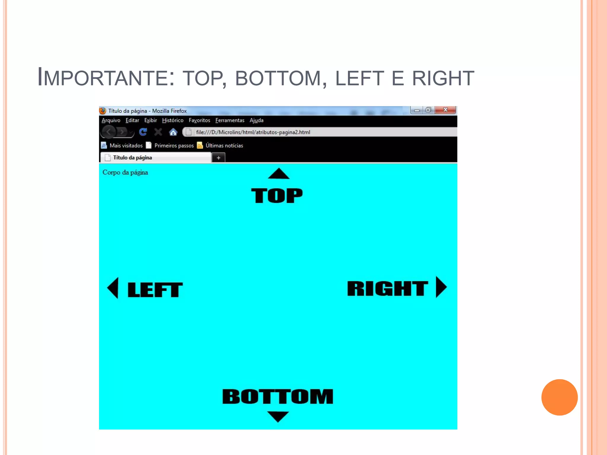 IMPORTANTE: TOP, BOTTOM, LEFT E RIGHT
 
