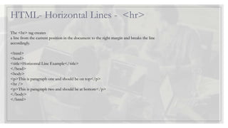Fun Horizontal Line Html Html basics-auro skills | PPTX