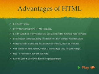 HTML basic tags and description PPT slides | PPT