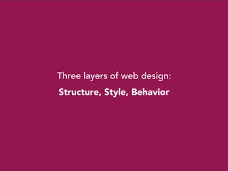 Three layers of web design:
Structure, Style, Behavior

 