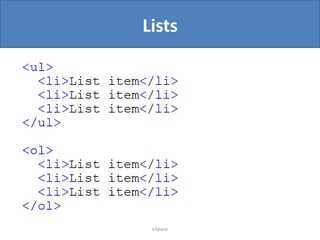 Lists

eSpace

 