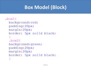 Box Model (Block)

eSpace

 