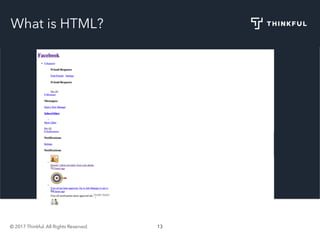 © 2017 Thinkful. All Rights Reserved. 13
What is HTML?
 