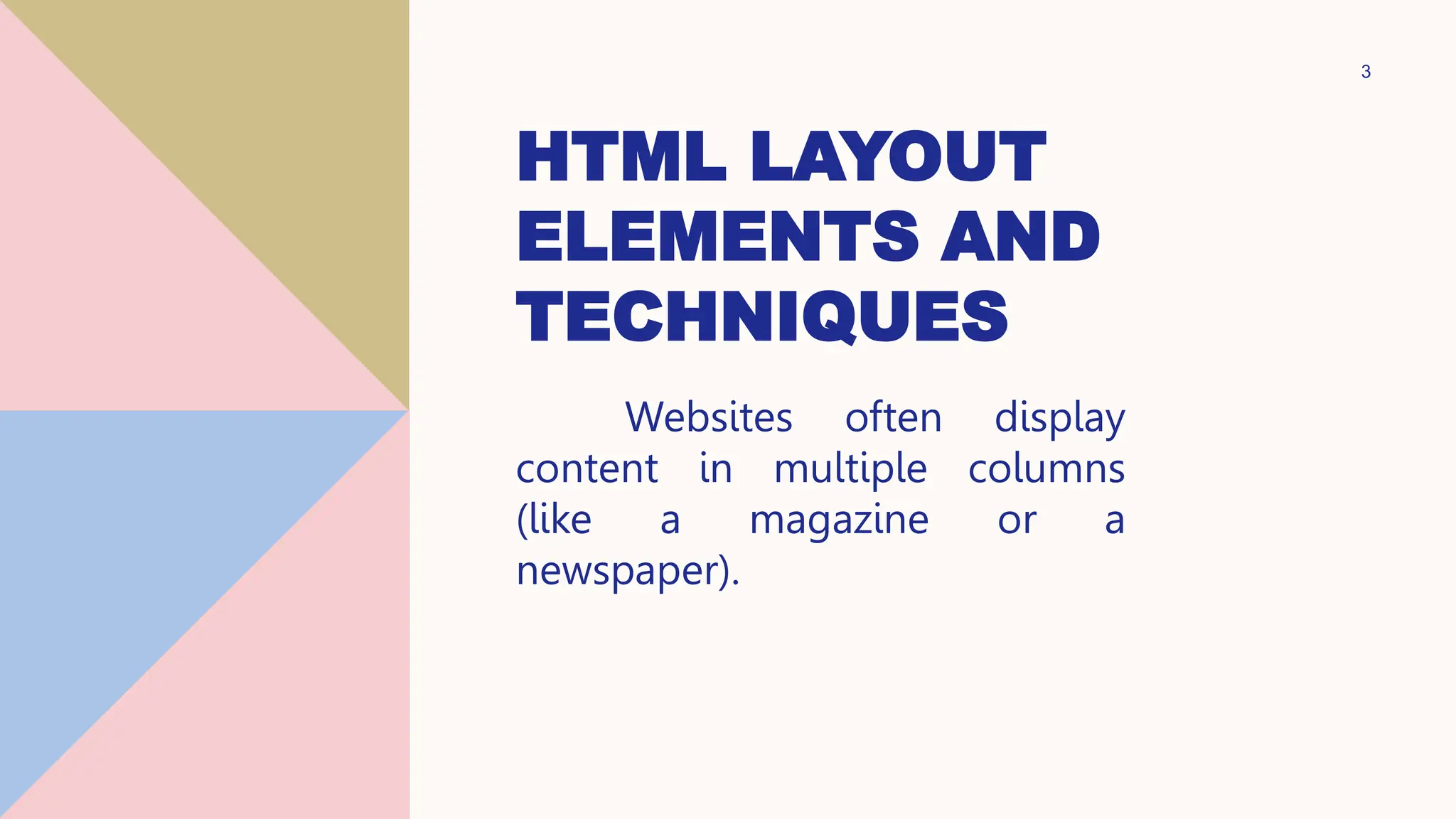 Html layout elements ppt and techniques ICT | PPT