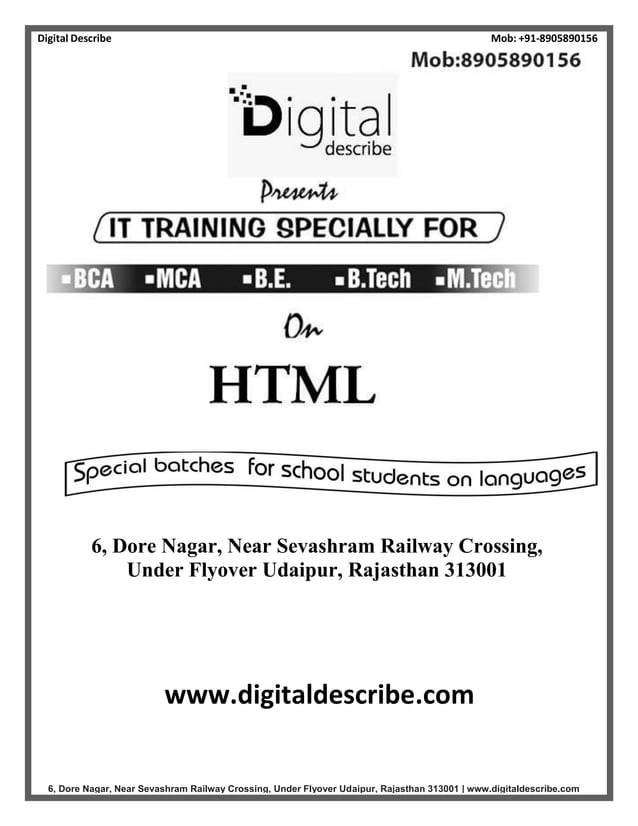 html complete notes | PDF | Web Design and HTML | Internet