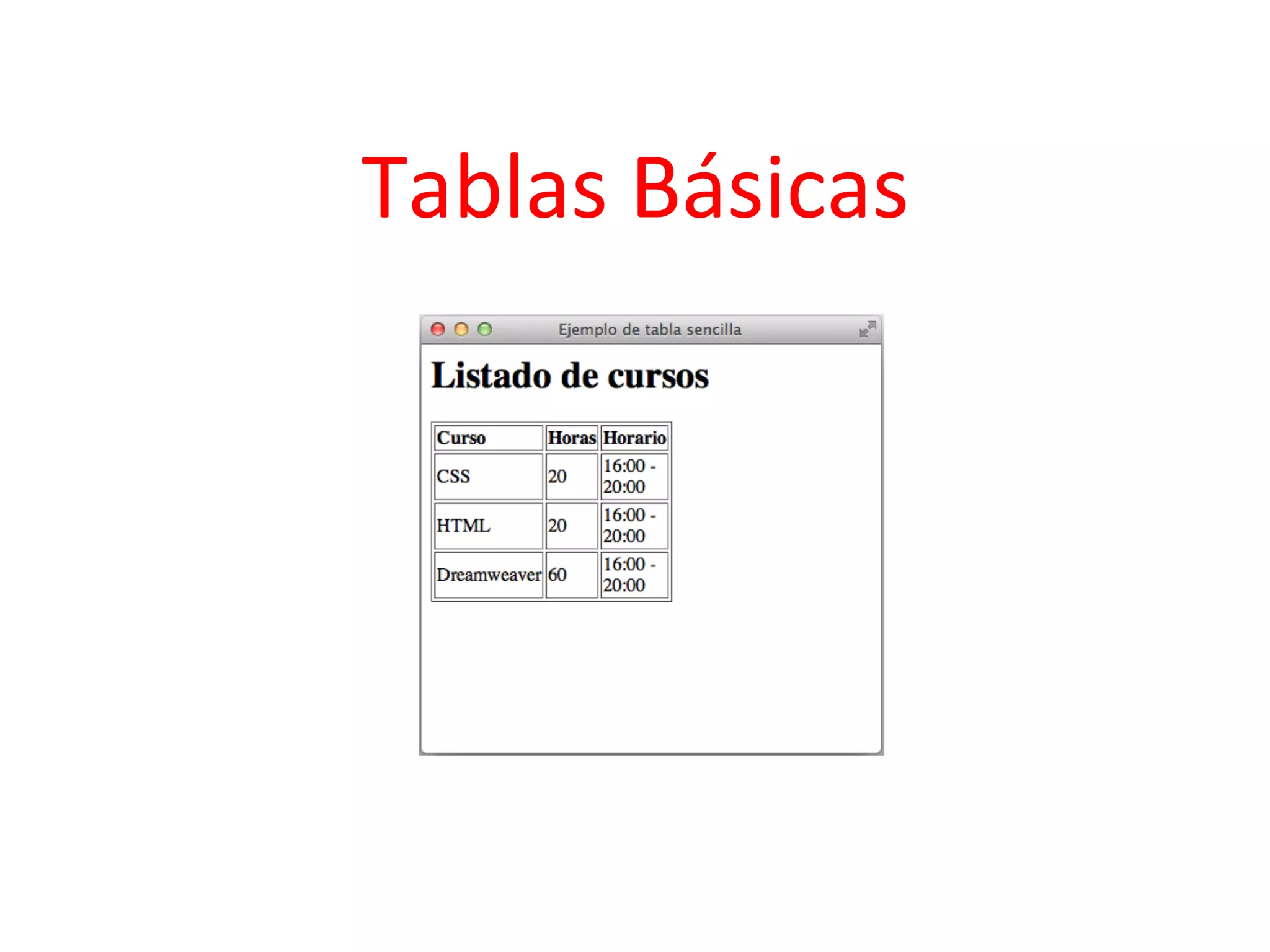 Tablas	
  Básicas	
  
 