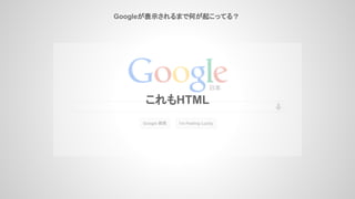 Googleが表示されるまで何が起こってる？
これもHTML
 
