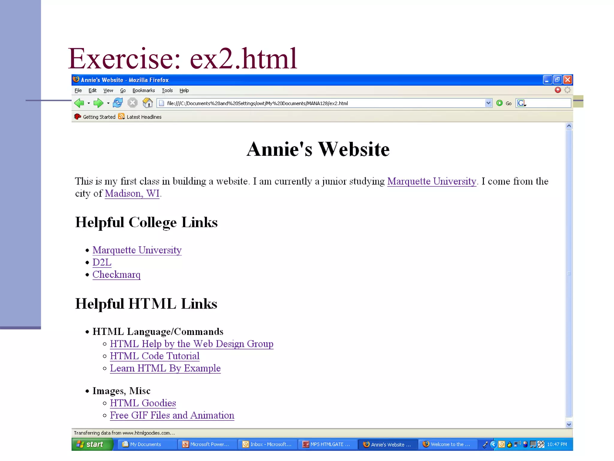 Exercise: ex2.html
 