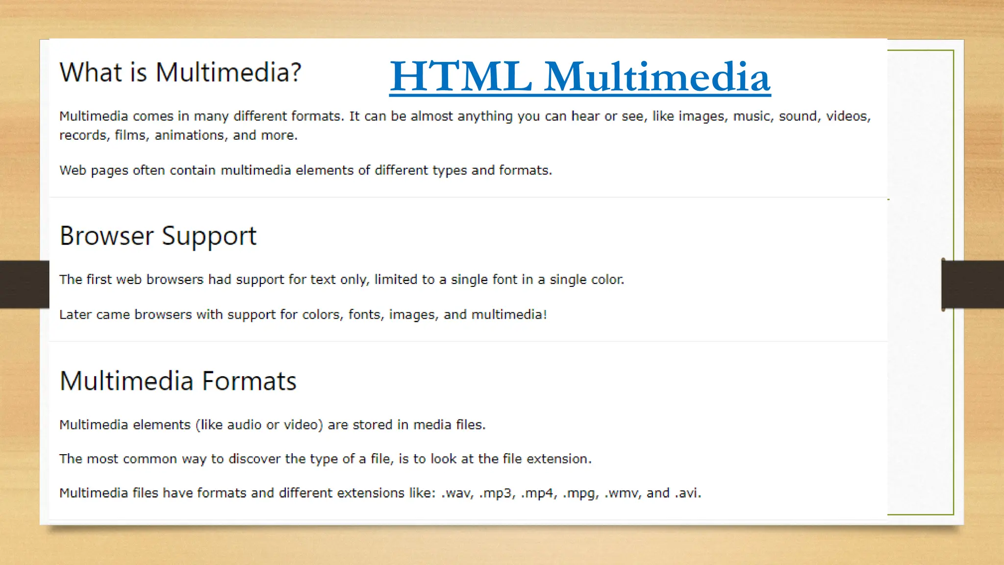 HTML Multimedia
 