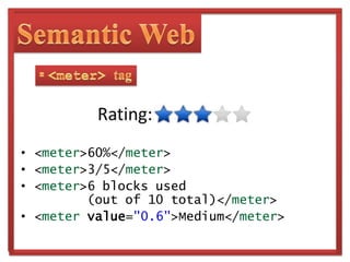 Semantic Web tagThis tag is for the semantic representation of section of the content. For instance, an <article> can contain a <header> and can be divided into several <section>s. 