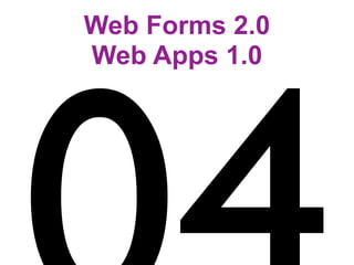 Web Forms 2.0
Web Apps 1.0
 