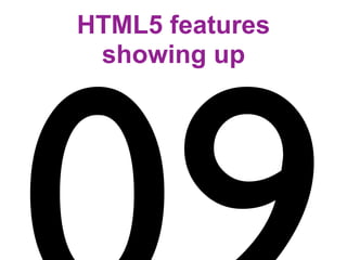 HTML5 features
 showing up
 