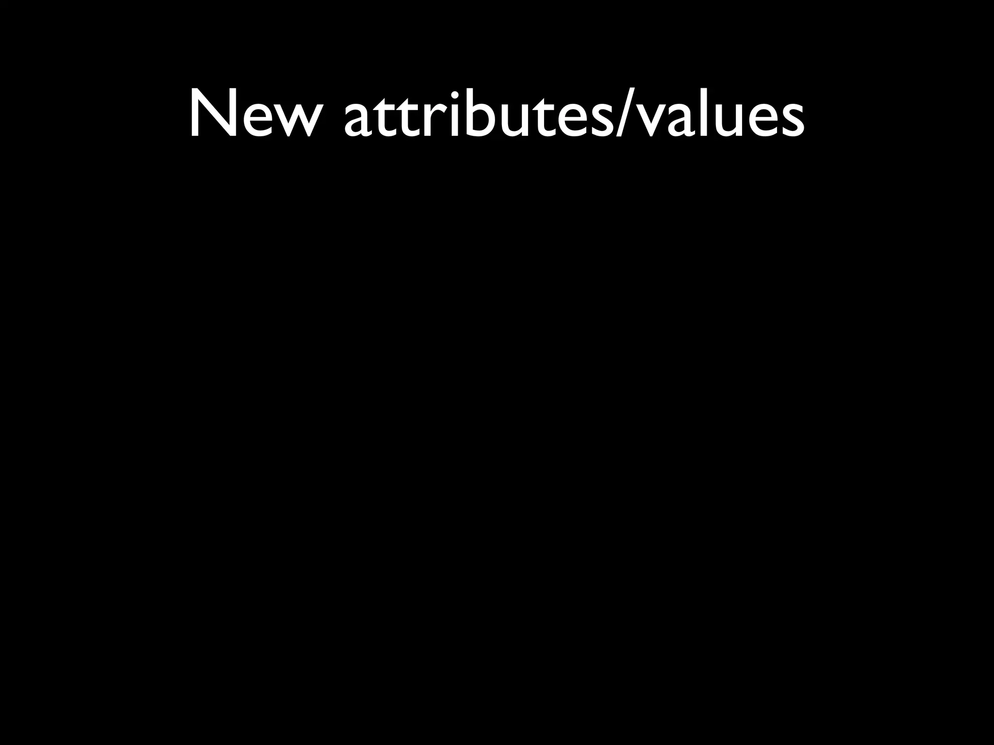 New attributes/values
 