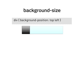 background-size
div { background-position: top left }
 