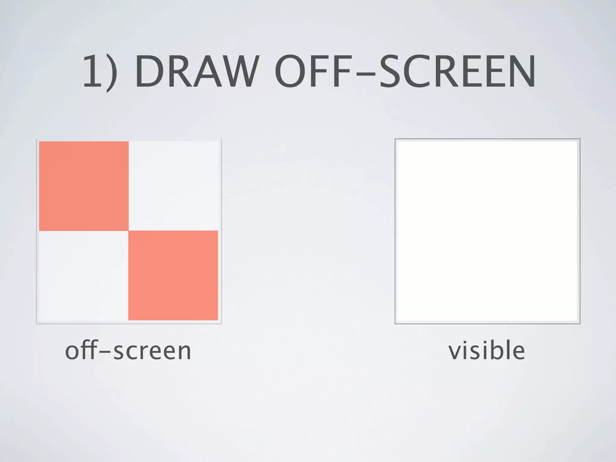 1) DRAW OFF-SCREEN




off-screen     visible
 