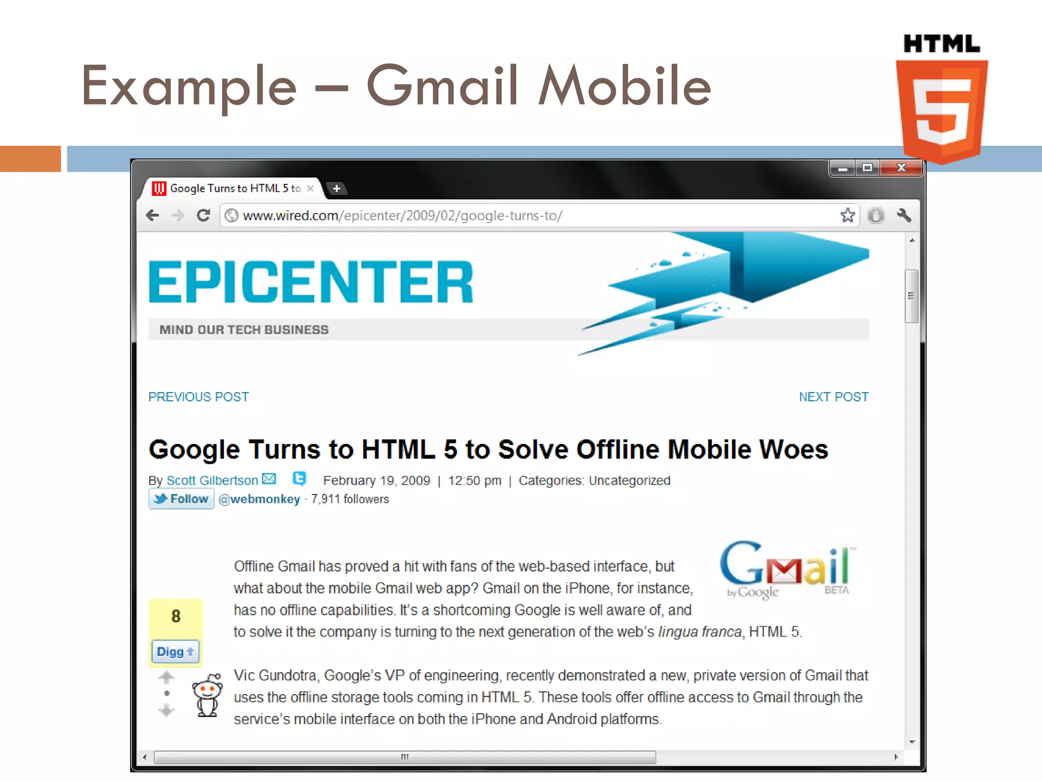 Example – Gmail Mobile
 
