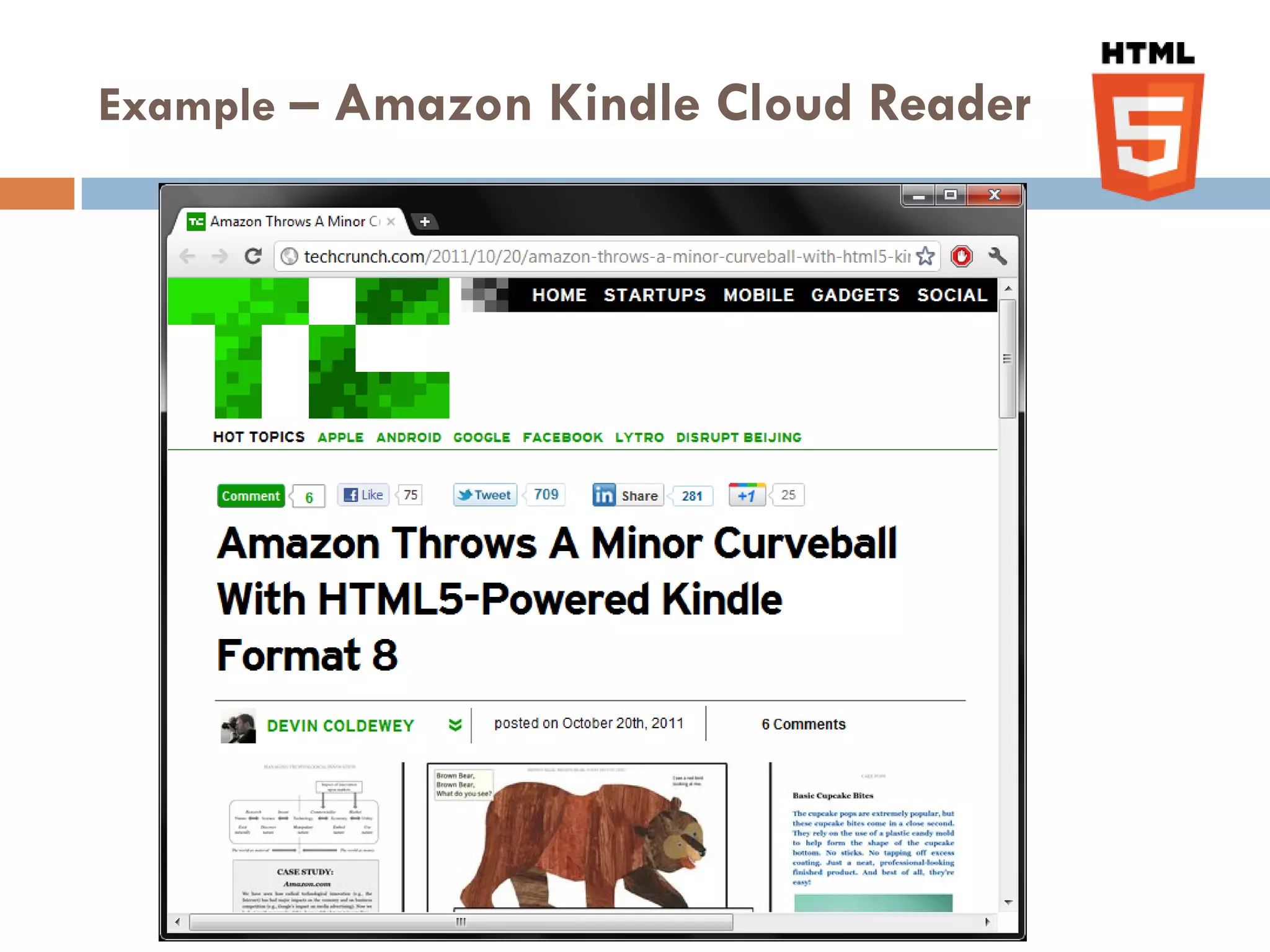 Example – Amazon Kindle Cloud Reader
 