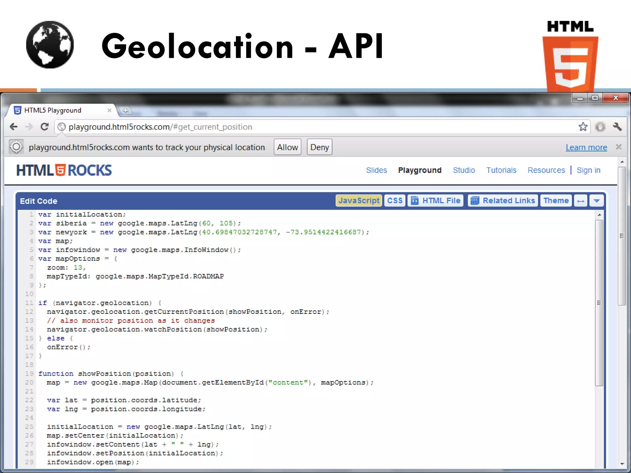 Geolocation - API
 