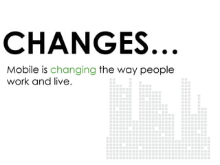 Mobile is changing the way people
work and live.
CHANGES…
 