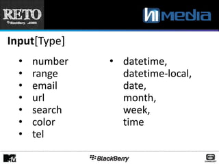 Input[Type]
  •   number   • datetime,
  •   range      datetime-local,
  •   email      date,
  •   url        month,
  •   search     week,
  •   color      time
  •   tel
 