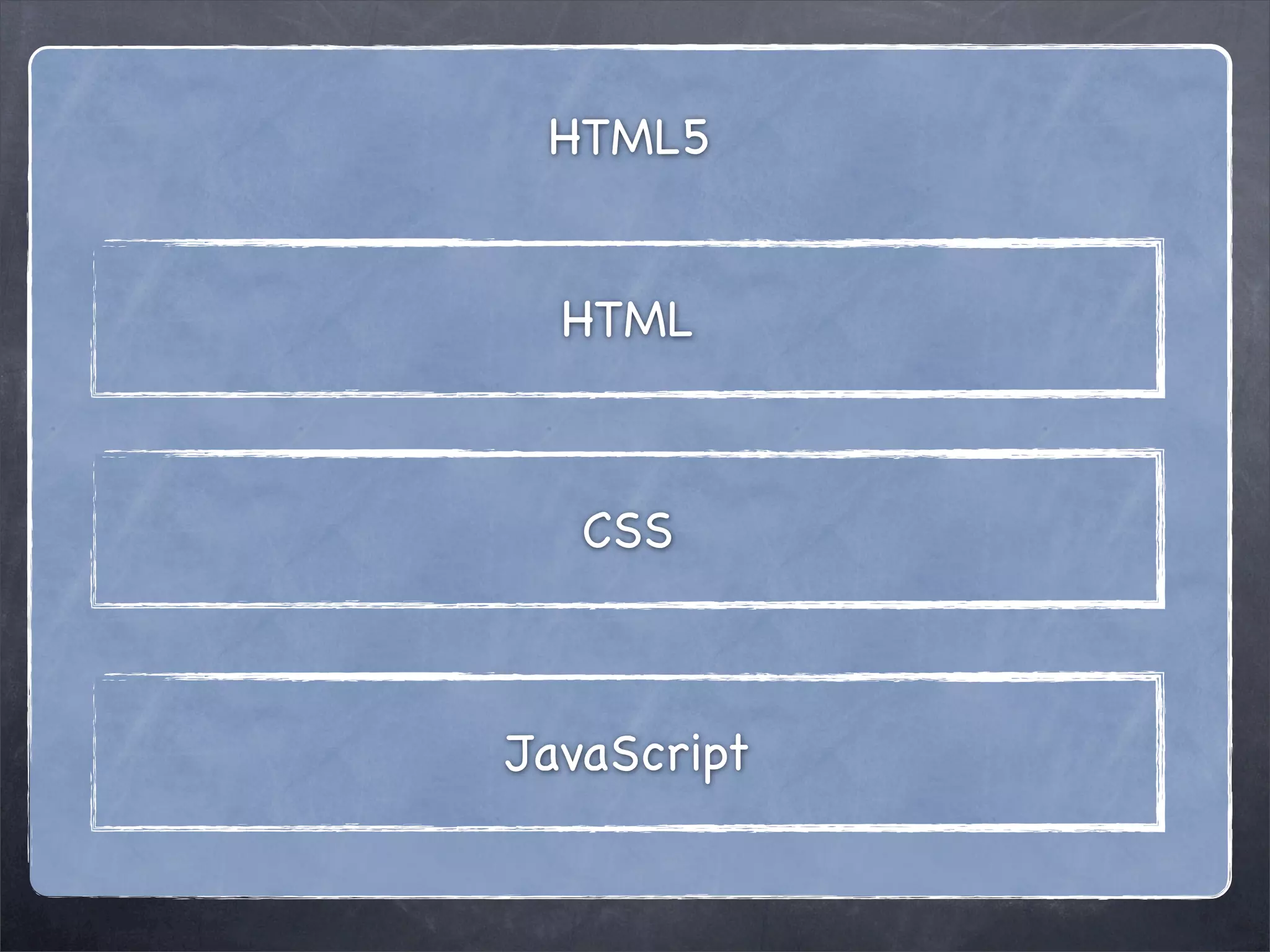 HTML5


  HTML



   CSS



JavaScript
 