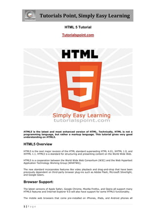 Tutorialspoint Html Pdf Html5 - Tutorial | PDF