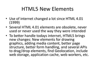 New Elements & Features in HTML5 | PPTX