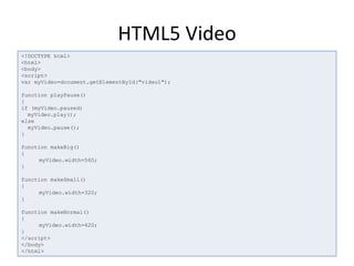 New Elements & Features in HTML5 | PPTX