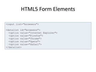 New Elements & Features in HTML5 | PPTX