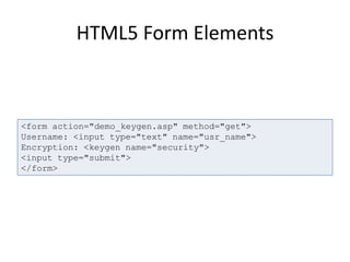 New Elements & Features in HTML5 | PPTX