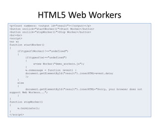 New Elements & Features in HTML5 | PPTX