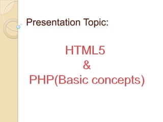 Presentation Topic:
 