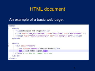HTML document
7
•
An example of a basic web page:
 