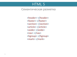 презентация введение Html5 | PPT