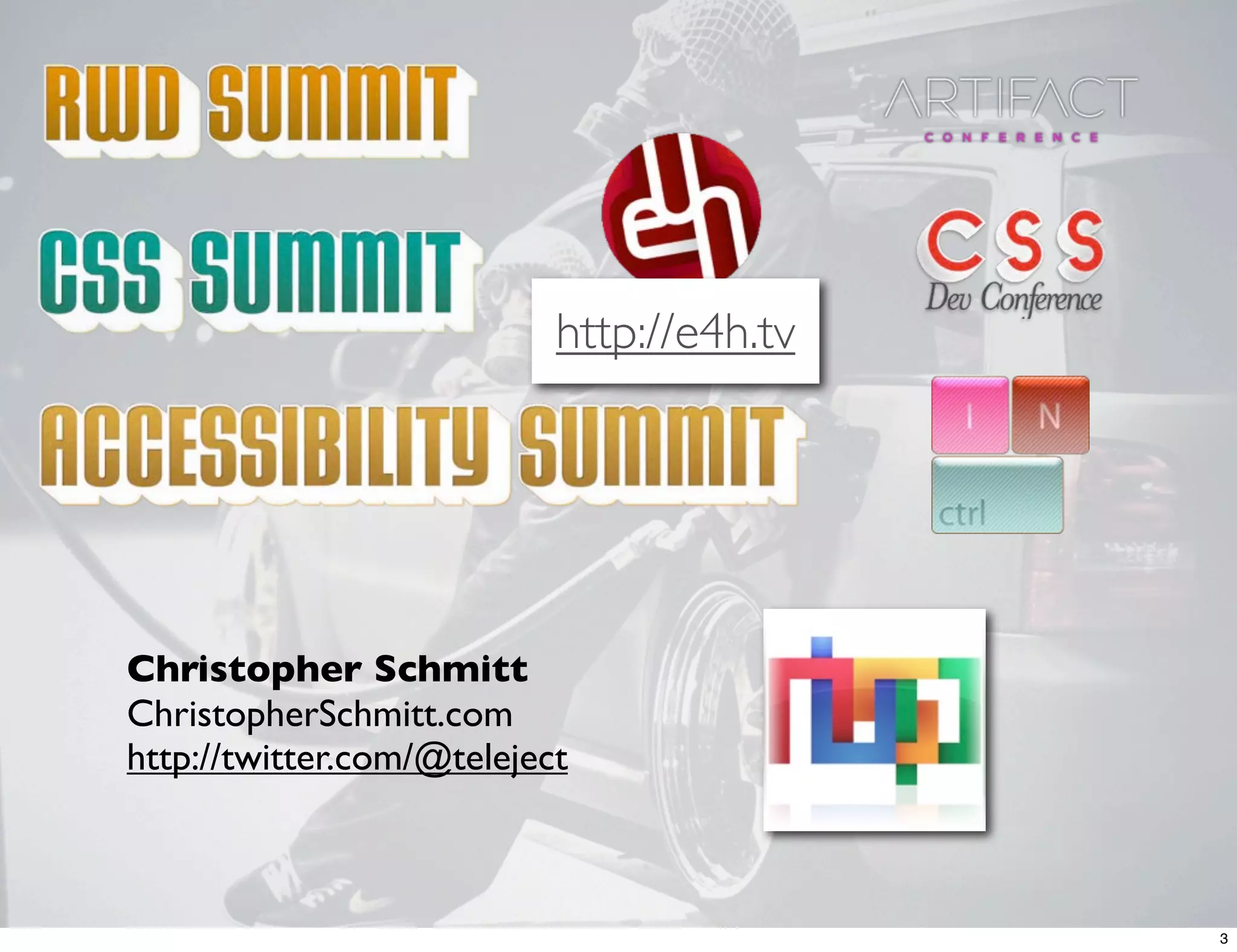 http://e4h.tv Christopher Schmitt ChristopherSchmitt.com http://twitter.com/@teleject 3 