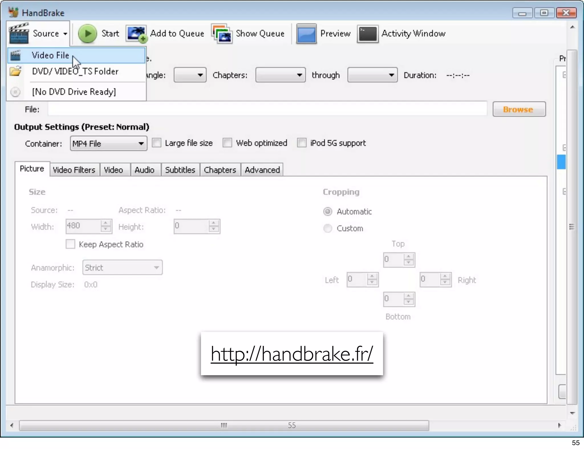 http://handbrake.fr/ 55 55 