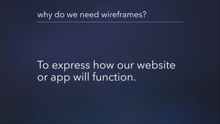 why do we need wireframes?

To express how our website
or app will function.

 