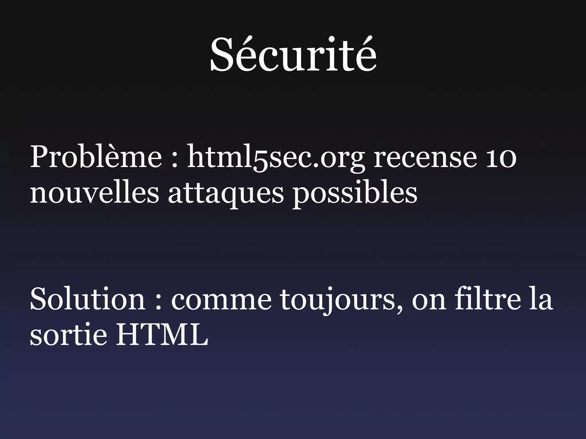 Hiérarchie Pas de réelle solution Ne pas utiliser de balises de section 