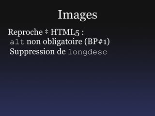 Hiérarchie HTML 4 : <body> <h1> titre page </h1> <div role=main class=article> <h2> titre article </h2> </div> 