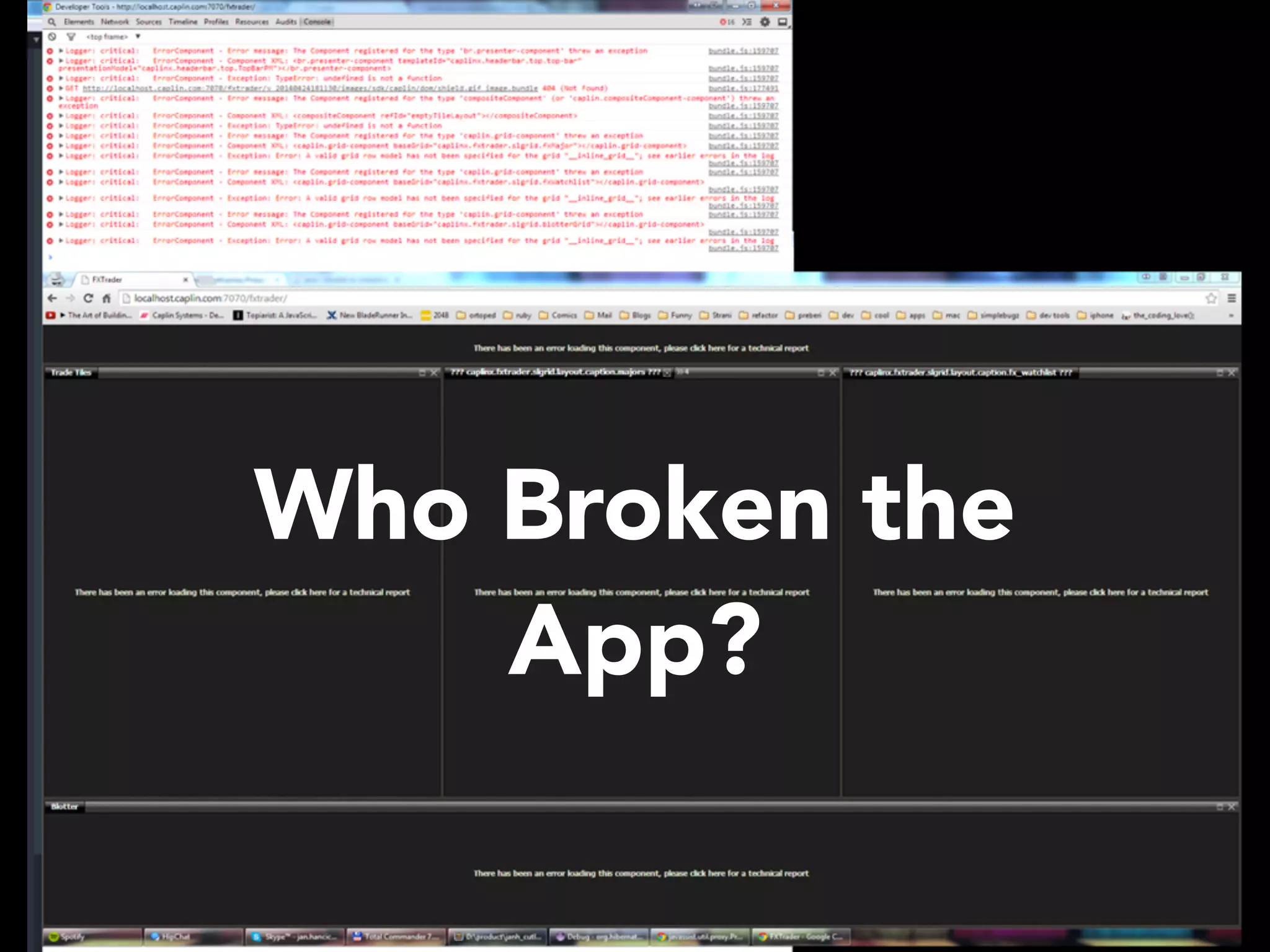 Image of app partially workingWho Broken the App? 