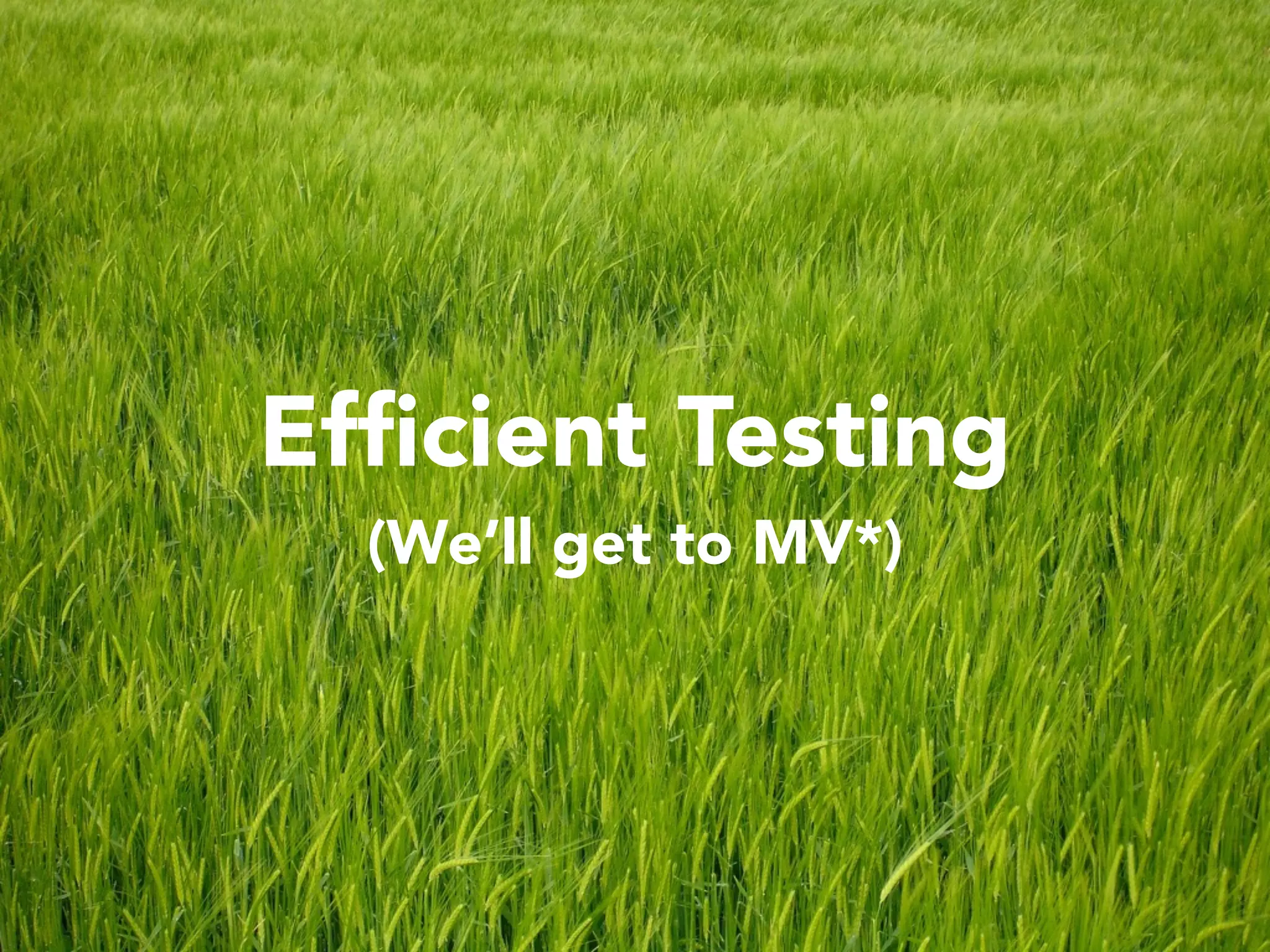 Efﬁcient Testing (We’ll get to MV*) 