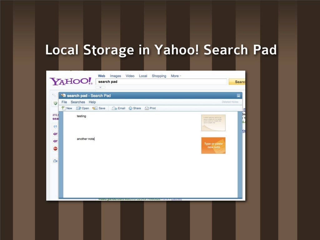 Local Storage in Yahoo! Search