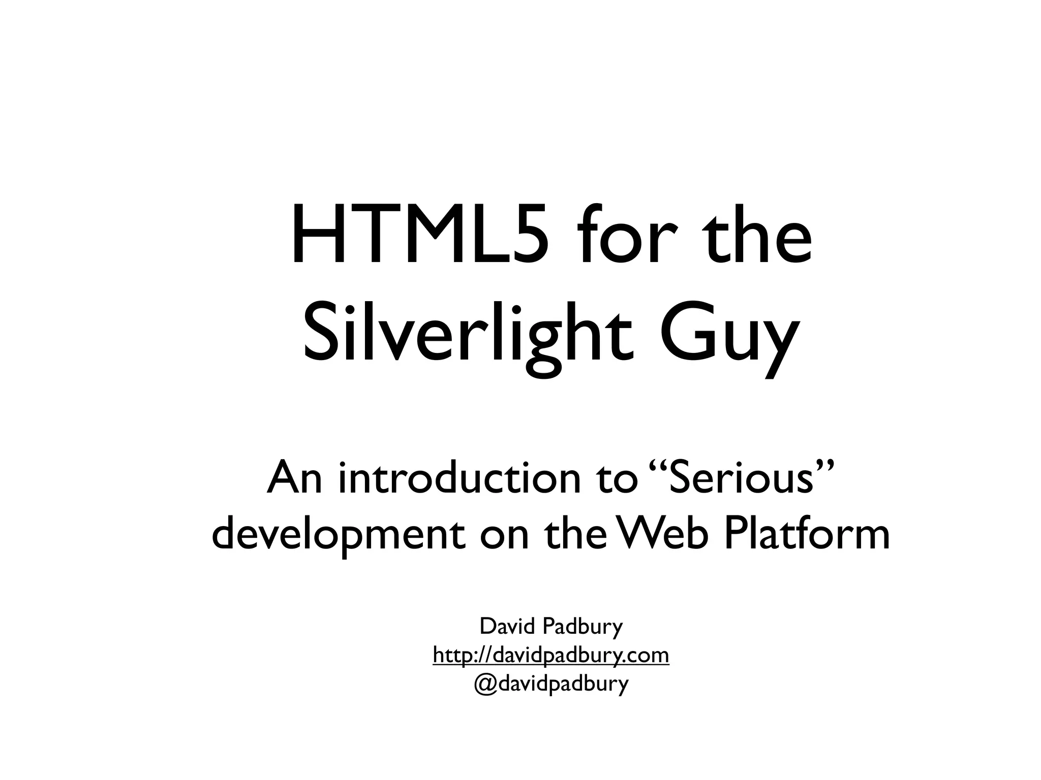 HTML5 for the Silverlight Guy | PDF