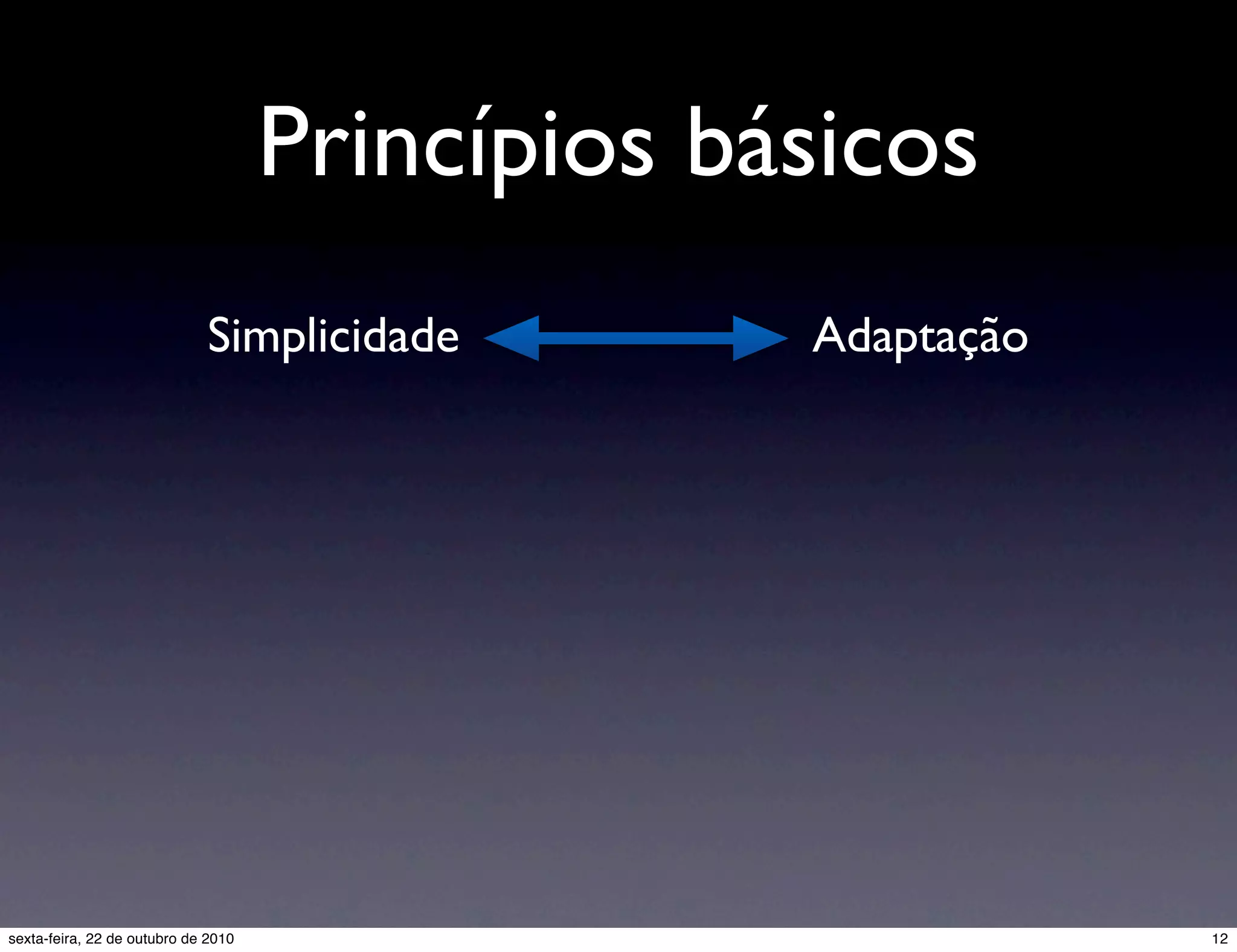 Princípios básicos Simplicidade Adaptação 12sexta-feira, 22 de outubro de 2010 