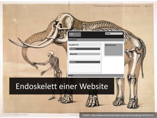 Endoskelett einer Website Quelle: http://www.kunstlinks.de/material/vtuempling/skelettiert/ 