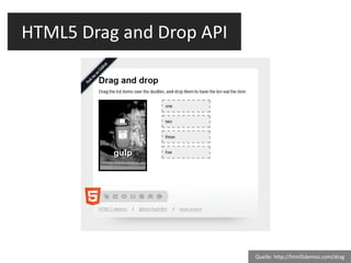 HTML5 Drag and Drop API Quelle: http://html5demos.com/drag 