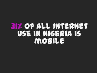 31% of all Internet use in Nigeria is mobile